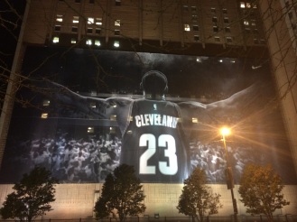 LeBron James poster across the street from Quicken Loans Arena, home of the Cleveland Cavaliers. Photo courtesy of Jonah Rosenbloom.