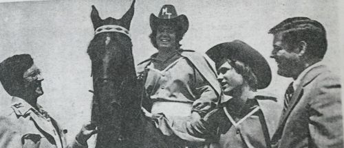 The debut of Wink's Choice as MTSU's new mascot, Raider I. The Mid-Stater, MTSU, Fall 1976.