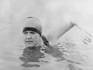 Gertrude Ederle swimming the English. Courtesy of Wikimedia Commons.