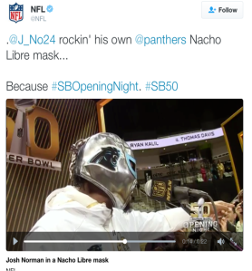 A live NFL tweet of Super Bowl 50 media day. 